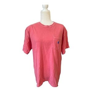 Teddy Fresh Mens Cotton Classic Pocket T-Shirt Salmon Color Preppy